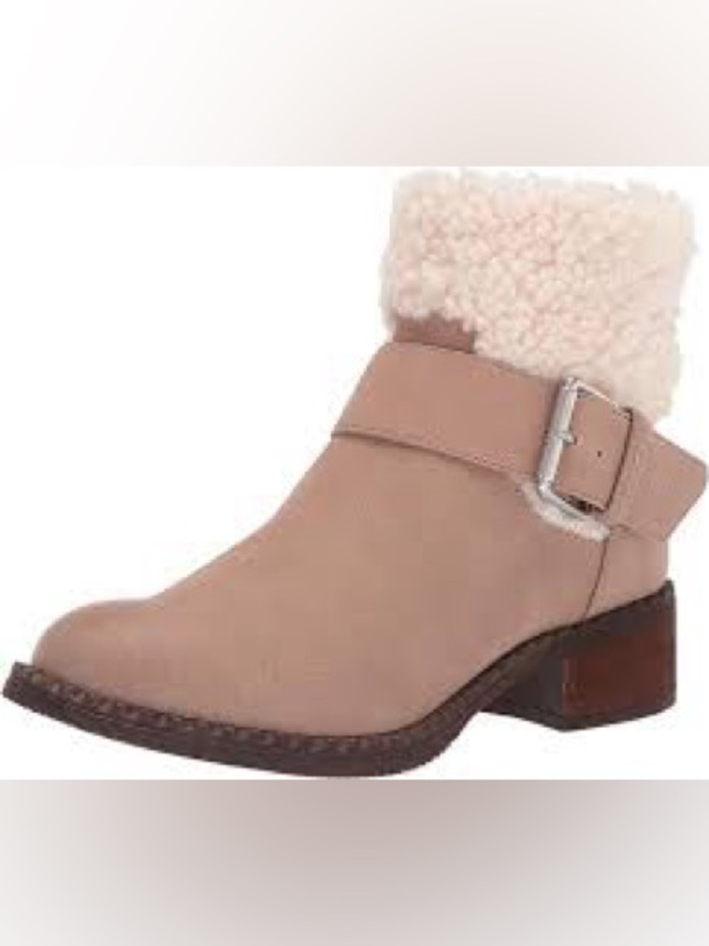 gentle souls NWOT Beige Leather Ankle Boots with Cream Shearling Cuff, Size 8